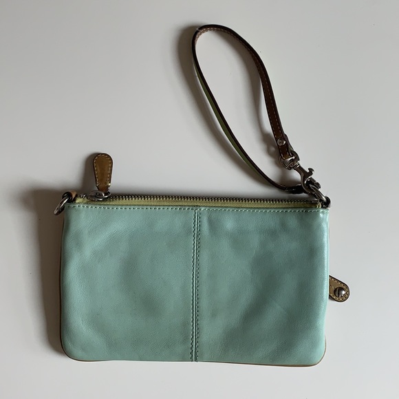 Coach Blue/Green Leather Wristlet - Picture 2 of 5